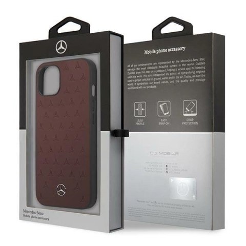 Etui Mercedes Leather Stars Pattern na iPhone 13 mini - czerwone Etui Mercedes Leather Stars Pattern na iPhone 13 mini - czerwone