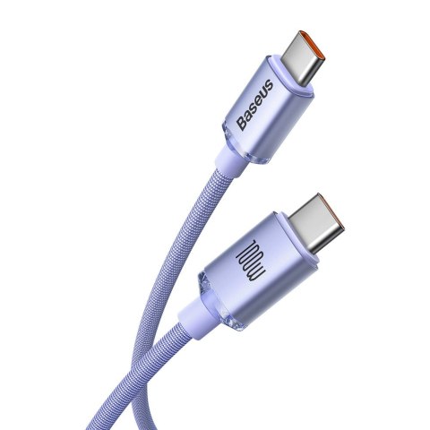 Kabel Baseus CAJY000705 USB-C - USB-C PD QC 100W 5A 480Mb/s 2m - fioletowy Kabel Baseus CAJY000705 USB-C - USB-C PD QC 100W 5A 480Mb/s 2m - fioletowy
