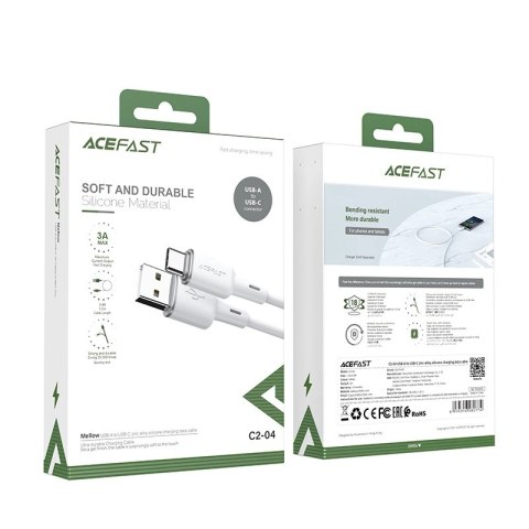 Acefast kabel USB - USB Typ C 1,2m, 3A biały (C2-04 white) Acefast kabel USB - USB Typ C 1,2m, 3A biały (C2-04 white)