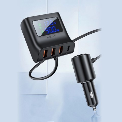 Acefast ładowarka samochodowa 90W USB Typ C / 3x USB / gniazdo zapalniczki, PPS, PD3.0, QC3.0, AFC, FCP stacja ładująca czarny ( Acefast ładowarka samochodowa 90W USB Typ C / 3x USB / gniazdo zapalniczki, PPS, PD3.0, QC3.0, AFC, FCP stacja ładująca czarny (