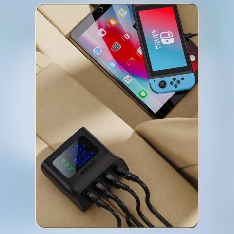 Acefast ładowarka samochodowa 90W USB Typ C / 3x USB / gniazdo zapalniczki, PPS, PD3.0, QC3.0, AFC, FCP stacja ładująca czarny ( Acefast ładowarka samochodowa 90W USB Typ C / 3x USB / gniazdo zapalniczki, PPS, PD3.0, QC3.0, AFC, FCP stacja ładująca czarny (