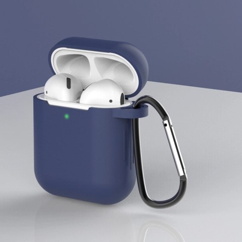 Etui do AirPods 2 / AirPods 1 silikonowy miękki pokrowiec na słuchawki + brelok karabińczyk zawieszka niebieski (case D) Etui do AirPods 2 / AirPods 1 silikonowy miękki pokrowiec na słuchawki + brelok karabińczyk zawieszka niebieski (case D)