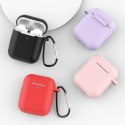 Etui do AirPods 2 / AirPods 1 silikonowy miękki pokrowiec na słuchawki + brelok karabińczyk zawieszka niebieski (case D)