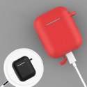 Etui do AirPods 2 / AirPods 1 silikonowy miękki pokrowiec na słuchawki + brelok karabińczyk zawieszka niebieski (case D)