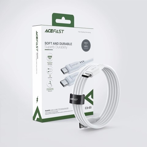 Kabel Acefast C3-03 USB-C - USB-C PD QC 60W 3A 480Mb/s 1,2m - biały Kabel Acefast C3-03 USB-C - USB-C PD QC 60W 3A 480Mb/s 1,2m - biały