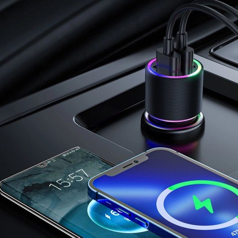 Joyroom samochodowa ładowarka 2 x USB z podświetleniem 24W czarny (JR-CL10) Joyroom samochodowa ładowarka 2 x USB z podświetleniem 24W czarny (JR-CL10)