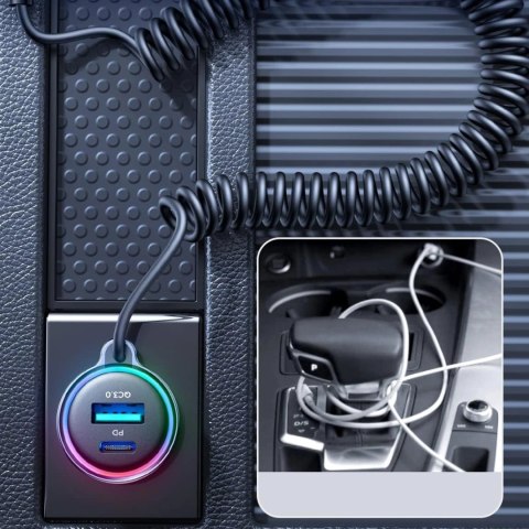 Joyroom szybka ładowarka samochodowa 3 w 1 z kablem USB Typ C 1,6m 60W czarny (JR-CL07) Joyroom szybka ładowarka samochodowa 3 w 1 z kablem USB Typ C 1,6m 60W czarny (JR-CL07)