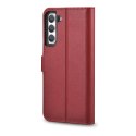 ICarer Haitang Leather Wallet Case skórzane etui do Samsung Galaxy S22+ (S22 Plus) portfel obudowa pokrowiec czerwony (AKSM05RD)