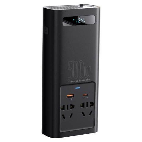 Baseus samochodowa przetwornica inwerter prądu 150W 12V / 500W 220V (wtyczka EU i CN) czarny (CGNB000101) Baseus samochodowa przetwornica inwerter prądu 150W 12V / 500W 220V (wtyczka EU i CN) czarny (CGNB000101)