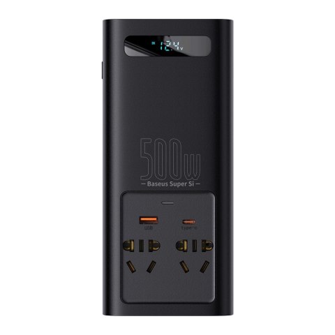 Baseus samochodowa przetwornica inwerter prądu 150W 12V / 500W 220V (wtyczka EU i CN) czarny (CGNB000101) Baseus samochodowa przetwornica inwerter prądu 150W 12V / 500W 220V (wtyczka EU i CN) czarny (CGNB000101)
