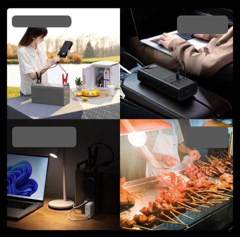 Baseus samochodowa przetwornica inwerter prądu 150W 12V / 500W 220V (wtyczka EU i CN) czarny (CGNB000101) Baseus samochodowa przetwornica inwerter prądu 150W 12V / 500W 220V (wtyczka EU i CN) czarny (CGNB000101)