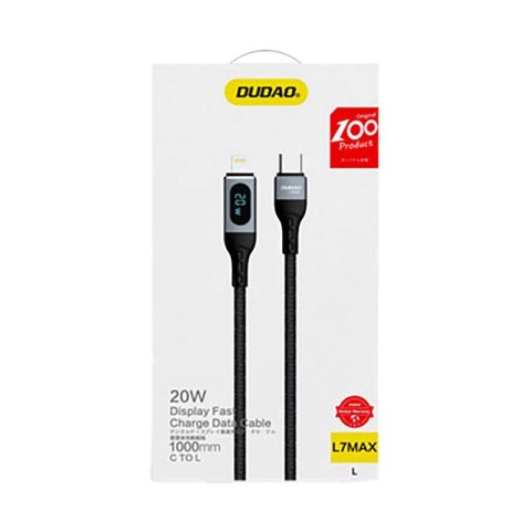 Dudao kabel USB Typ C - Lightning szybkie ładowanie PD 20W 1m czarny (L7MaxL) Dudao kabel USB Typ C - Lightning szybkie ładowanie PD 20W 1m czarny (L7MaxL)