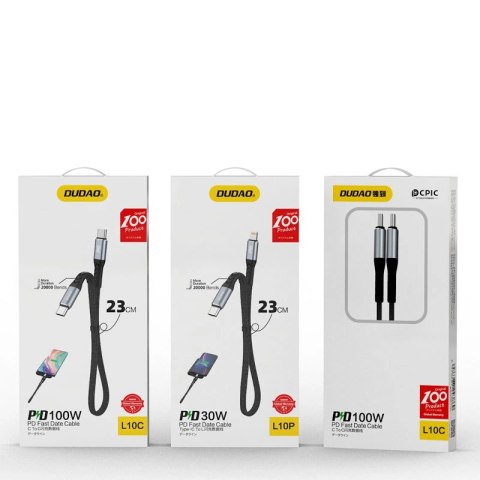 Kabel Dudao L10P Lightning - USB-C PD 20W 0,23m - czarny Kabel Dudao L10P Lightning - USB-C PD 20W 0,23m - czarny