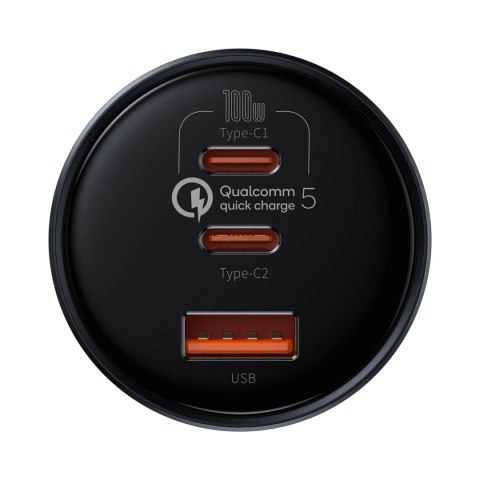 Ładowarka Baseus TZCCZM-0G samochodowa USB-A / USB-C 160W PPS / QC 5 / PD - szara Ładowarka Baseus TZCCZM-0G samochodowa USB-A / USB-C 160W PPS / QC 5 / PD - szara