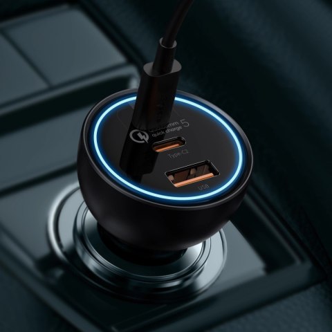 Ładowarka Baseus TZCCZM-0G samochodowa USB-A / USB-C 160W PPS / QC 5 / PD - szara Ładowarka Baseus TZCCZM-0G samochodowa USB-A / USB-C 160W PPS / QC 5 / PD - szara