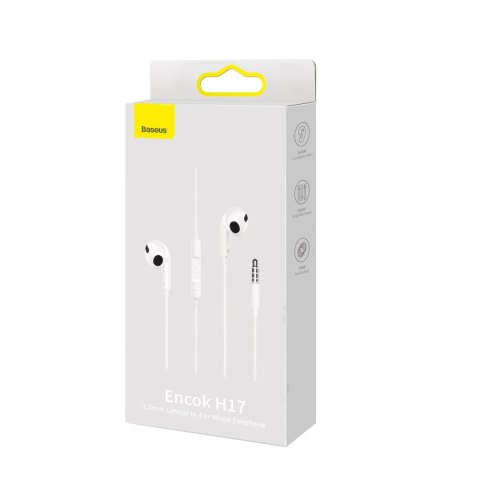 Baseus Encok H17 słuchawki przewodowe minijack 3.5mm biały (NGCR020002) Baseus Encok H17 słuchawki przewodowe minijack 3.5mm biały (NGCR020002)