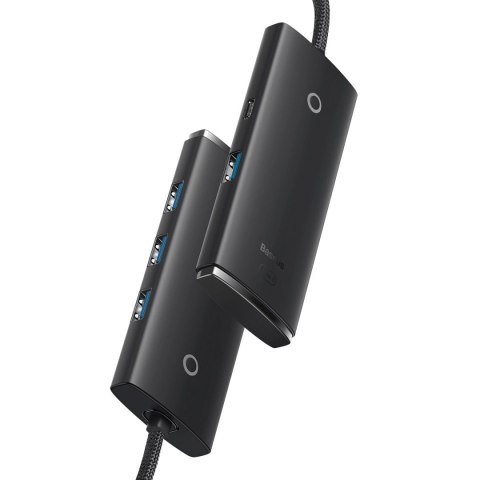 Baseus Lite Series HUB adapter USB-A do 4xUSB-A 3.0 5Gb/s czarny (WKQX030101) Baseus Lite Series HUB adapter USB-A do 4xUSB-A 3.0 5Gb/s czarny (WKQX030101)