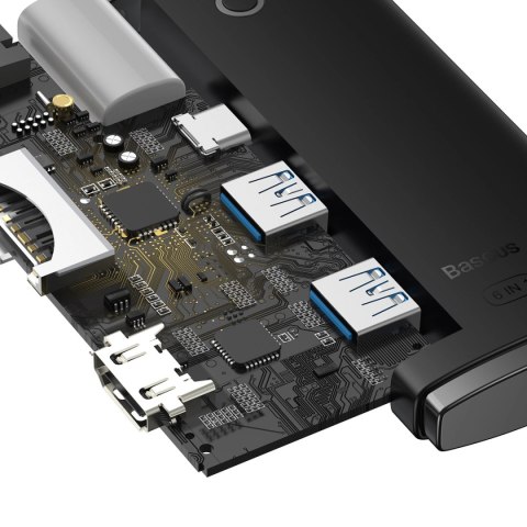 Baseus Lite Series wielofunkcyjny HUB USB Typ C - 2 x USB 3.0 / USB Typ C / HDMI 1,4 / SD/TF OTG czarny (WKQX050001) Baseus Lite Series wielofunkcyjny HUB USB Typ C - 2 x USB 3.0 / USB Typ C / HDMI 1,4 / SD/TF OTG czarny (WKQX050001)