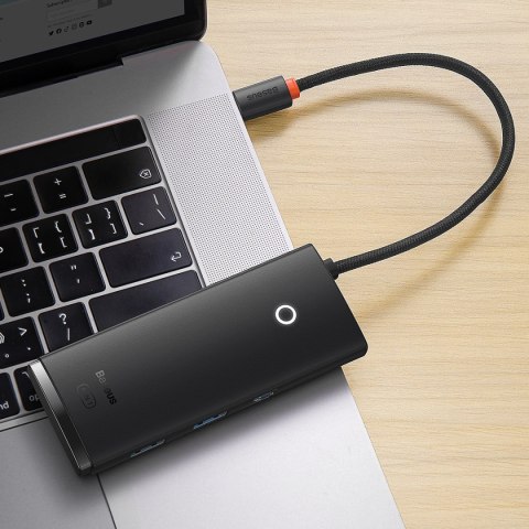 Baseus Lite Series wielofunkcyjny HUB USB Typ C - 2 x USB 3.0 / USB Typ C / HDMI 1,4 / SD/TF OTG czarny (WKQX050001) Baseus Lite Series wielofunkcyjny HUB USB Typ C - 2 x USB 3.0 / USB Typ C / HDMI 1,4 / SD/TF OTG czarny (WKQX050001)
