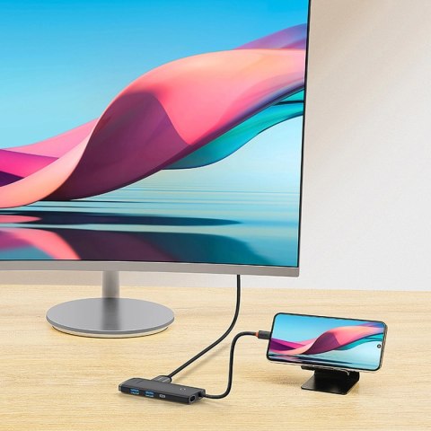 Baseus Lite Series wielofunkcyjny HUB USB Typ C - 2 x USB 3.0 / USB Typ C / HDMI 1,4 / SD/TF OTG czarny (WKQX050001) Baseus Lite Series wielofunkcyjny HUB USB Typ C - 2 x USB 3.0 / USB Typ C / HDMI 1,4 / SD/TF OTG czarny (WKQX050001)