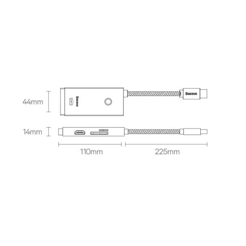 Baseus Lite Series wielofunkcyjny HUB USB Typ C - 2 x USB 3.0 / USB Typ C / HDMI 1,4 / SD/TF OTG czarny (WKQX050001) Baseus Lite Series wielofunkcyjny HUB USB Typ C - 2 x USB 3.0 / USB Typ C / HDMI 1,4 / SD/TF OTG czarny (WKQX050001)