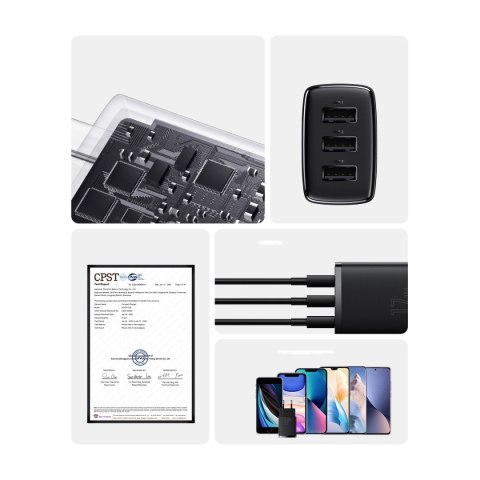 Baseus Compact ładowarka sieciowa 3x USB 17W czarny (CCXJ020101) Baseus Compact ładowarka sieciowa 3x USB 17W czarny (CCXJ020101)