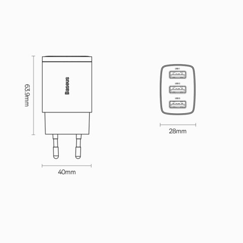 Baseus Compact ładowarka sieciowa 3x USB 17W czarny (CCXJ020101) Baseus Compact ładowarka sieciowa 3x USB 17W czarny (CCXJ020101)