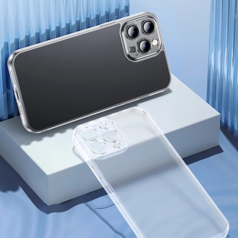 Baseus Frosted Glass Case etui pokrowiec do iPhone 13 Pro Max sztywna obudowa z żelową ramką przezroczysty (ARWS000802) Baseus Frosted Glass Case etui pokrowiec do iPhone 13 Pro Max sztywna obudowa z żelową ramką przezroczysty (ARWS000802)