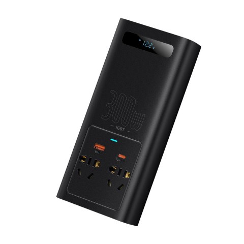 Baseus IGBT samochodowa przetwornica inwerter prądu 300W 220V (wtyczka CN/EU) czarny (CGNB010101) Baseus IGBT samochodowa przetwornica inwerter prądu 300W 220V (wtyczka CN/EU) czarny (CGNB010101)