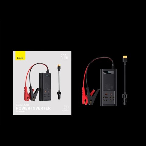 Baseus IGBT samochodowa przetwornica inwerter prądu 300W 220V (wtyczka CN/EU) czarny (CGNB010101) Baseus IGBT samochodowa przetwornica inwerter prądu 300W 220V (wtyczka CN/EU) czarny (CGNB010101)