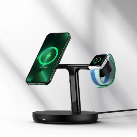 Baseus Swan ładowarka indukcyjna (kompatybilna z MagSafe) stojak do iPhone, Apple Watch, AirPods + kabel USB-C 1m czarny (WXTE00 Baseus Swan ładowarka indukcyjna (kompatybilna z MagSafe) stojak do iPhone, Apple Watch, AirPods + kabel USB-C 1m czarny (WXTE00