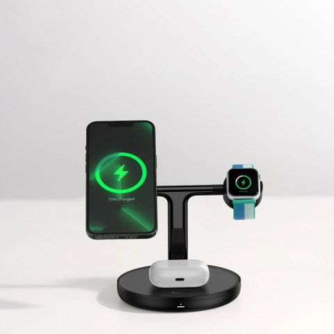 Baseus Swan ładowarka indukcyjna (kompatybilna z MagSafe) stojak do iPhone, Apple Watch, AirPods + kabel USB-C 1m czarny (WXTE00 Baseus Swan ładowarka indukcyjna (kompatybilna z MagSafe) stojak do iPhone, Apple Watch, AirPods + kabel USB-C 1m czarny (WXTE00