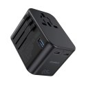 Adapter podróżny Choetech PD5009-BK GaN EU / US / UK / AU 2x USB-C USB-A 65W PD - czarny Adapter podróżny Choetech PD5009-BK GaN EU / US / UK / AU 2x USB-C USB-A 65W PD - czarny
