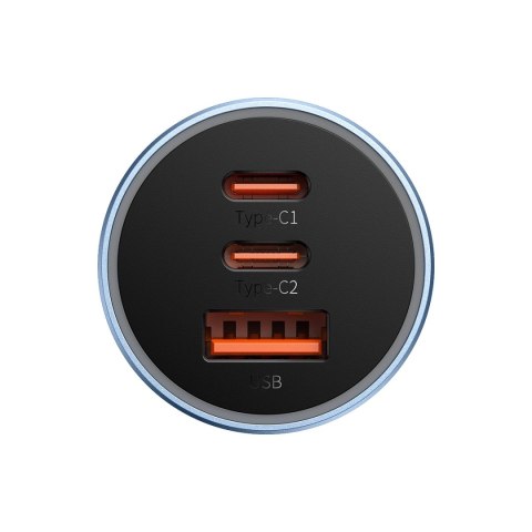 Baseus Golden Contactor Pro ładowarka samochodowa USB-A + 2x USB-C 65W QC4.0 niebieski (CGJP010003) Baseus Golden Contactor Pro ładowarka samochodowa USB-A + 2x USB-C 65W QC4.0 niebieski (CGJP010003)