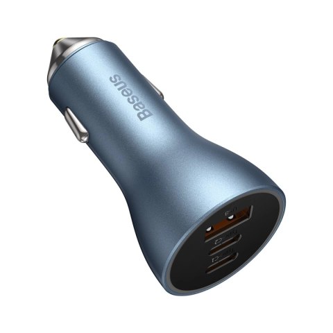 Baseus Golden Contactor Pro ładowarka samochodowa USB-A + 2x USB-C 65W QC4.0 niebieski (CGJP010003) Baseus Golden Contactor Pro ładowarka samochodowa USB-A + 2x USB-C 65W QC4.0 niebieski (CGJP010003)