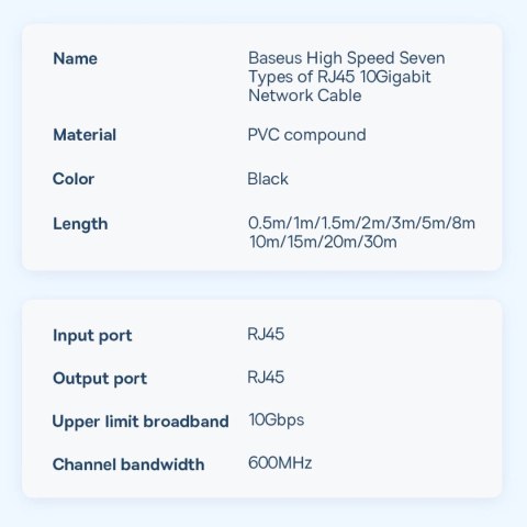 Baseus Speed Seven szybki kabel sieciowy RJ45 10Gbps 1m czarny (WKJS010101) Baseus Speed Seven szybki kabel sieciowy RJ45 10Gbps 1m czarny (WKJS010101)