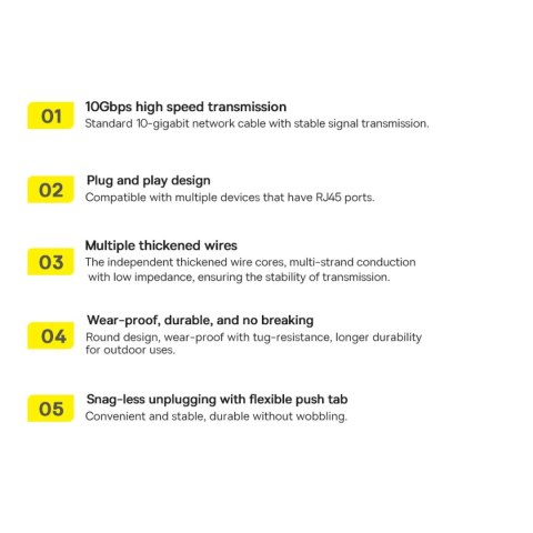 Baseus Speed Seven szybki kabel sieciowy RJ45 10Gbps 1m czarny (WKJS010101) Baseus Speed Seven szybki kabel sieciowy RJ45 10Gbps 1m czarny (WKJS010101)