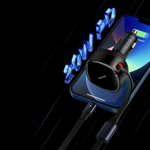 Baseus Enjoyment ładowarka samochodowa 2w1 30W czarny (CGTX000001) Baseus Enjoyment ładowarka samochodowa 2w1 30W czarny (CGTX000001)