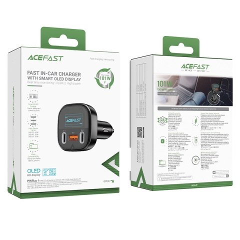 Acefast ładowarka samochodowa 101W 2x USB Typ C / USB, PPS, Power Delivery, Quick Charge 4.0, AFC, FCP czarny (B5) Acefast ładowarka samochodowa 101W 2x USB Typ C / USB, PPS, Power Delivery, Quick Charge 4.0, AFC, FCP czarny (B5)