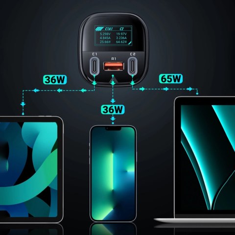 Acefast ładowarka samochodowa 101W 2x USB Typ C / USB, PPS, Power Delivery, Quick Charge 4.0, AFC, FCP czarny (B5) Acefast ładowarka samochodowa 101W 2x USB Typ C / USB, PPS, Power Delivery, Quick Charge 4.0, AFC, FCP czarny (B5)