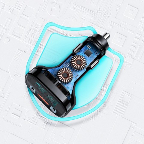 Acefast ładowarka samochodowa 101W 2x USB Typ C / USB, PPS, Power Delivery, Quick Charge 4.0, AFC, FCP czarny (B5) Acefast ładowarka samochodowa 101W 2x USB Typ C / USB, PPS, Power Delivery, Quick Charge 4.0, AFC, FCP czarny (B5)