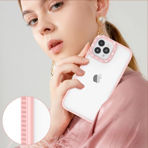 Kingxbar Sparkle Series etui iPhone 13 Pro z kryształami obudowa pokrowiec na tył plecki różowy Kingxbar Sparkle Series etui iPhone 13 Pro z kryształami obudowa pokrowiec na tył plecki różowy