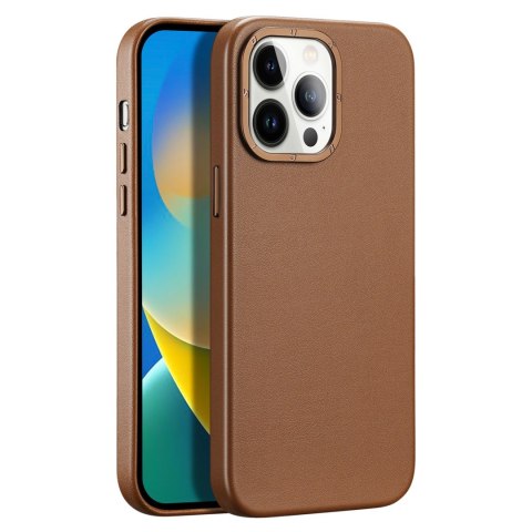 Dux Ducis Grit skórzane etui do iPhone 14 Pro Max elegancki pokrowiec ze sztucznej skóry (kompatybilne z MagSafe) brązowy Dux Ducis Grit skórzane etui do iPhone 14 Pro Max elegancki pokrowiec ze sztucznej skóry (kompatybilne z MagSafe) brązowy