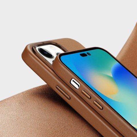 Dux Ducis Grit skórzane etui do iPhone 14 Pro Max elegancki pokrowiec ze sztucznej skóry (kompatybilne z MagSafe) brązowy Dux Ducis Grit skórzane etui do iPhone 14 Pro Max elegancki pokrowiec ze sztucznej skóry (kompatybilne z MagSafe) brązowy