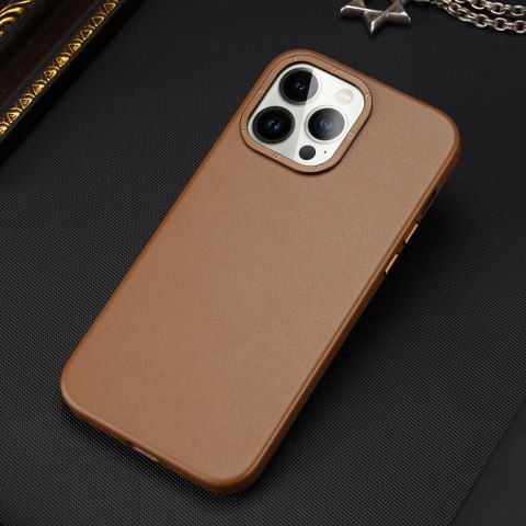 Dux Ducis Grit skórzane etui do iPhone 14 Pro Max elegancki pokrowiec ze sztucznej skóry (kompatybilne z MagSafe) brązowy Dux Ducis Grit skórzane etui do iPhone 14 Pro Max elegancki pokrowiec ze sztucznej skóry (kompatybilne z MagSafe) brązowy