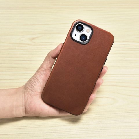 ICarer Oil Wax Premium Leather Case skórzane etui iPhone 14 Plus magnetyczne z MagSafe brązowy (WMI14220703-RB) ICarer Oil Wax Premium Leather Case skórzane etui iPhone 14 Plus magnetyczne z MagSafe brązowy (WMI14220703-RB)