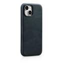 ICarer Oil Wax Premium Leather Case skórzane etui iPhone 14 Plus magnetyczne z MagSafe ciemnoniebieski (WMI14220703-BU)