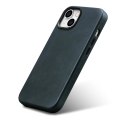 ICarer Oil Wax Premium Leather Case skórzane etui iPhone 14 Plus magnetyczne z MagSafe ciemnoniebieski (WMI14220703-BU)