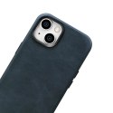 ICarer Oil Wax Premium Leather Case skórzane etui iPhone 14 Plus magnetyczne z MagSafe ciemnoniebieski (WMI14220703-BU)