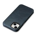 ICarer Oil Wax Premium Leather Case skórzane etui iPhone 14 Plus magnetyczne z MagSafe ciemnoniebieski (WMI14220703-BU)
